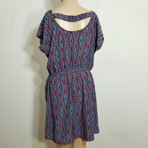 Pink Rose Pink & Blue Tribal Pattern Dress XL - Picture 3 of 6